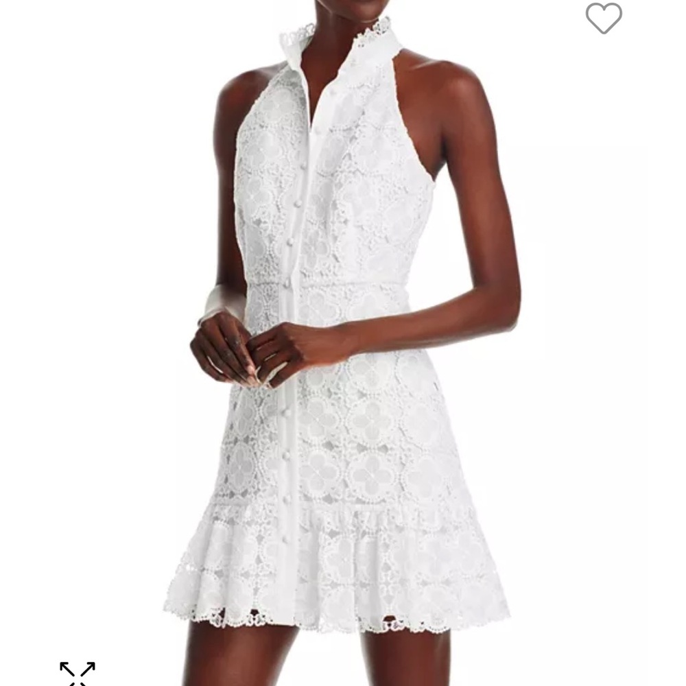 AQUA Lace mini shirt dress